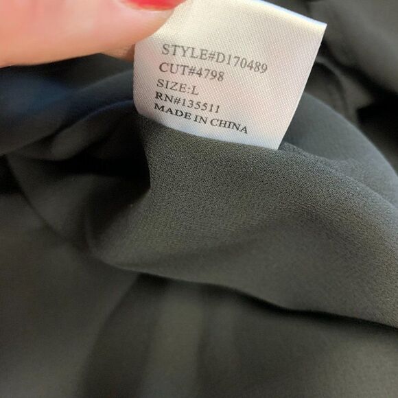 WHY DRESS Black chiffon butterfly sleeve dress SzL - Picture 11 of 15